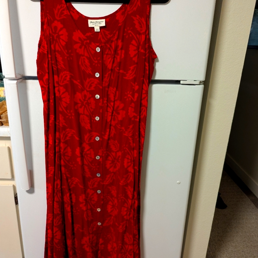 Norm Thompson Red Floral Maxi Dress